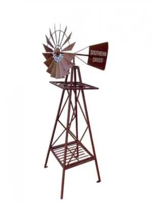 Rustic Windmill Metal Southern Cross Garden Ornament Sculpture Rust  120 cm - image 1 of 4
