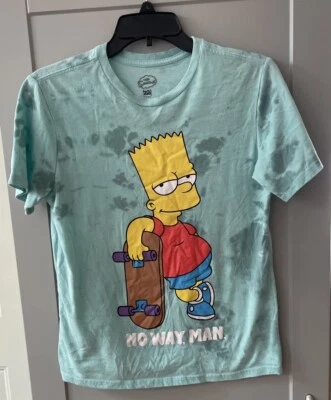Fox’s The Simpsons~Bart Simpson “No Way Man”Blue T-Shirt Boys Sz XL - Image 1 of 4