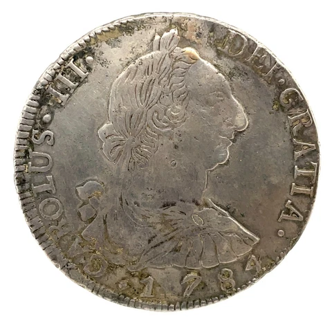1784 PR Spanish Bolivia Silver 8 Reales Antique Genuine Colonial Dollar KM #55 Cover
