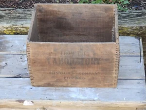 Armour Laboratory Chicago Wood Box Shipping Crate 10 x 13 x 9 Vintage Rough - Picture 1 of 24