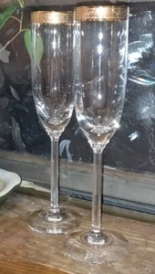 Lenox "Autumn" Wide Gold Band, Crystal Champagne Flutes, Two-piece Toasting Set - Picture 1 of 21