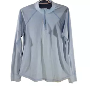 Reebok Shirt Womens Large 1/4 Zip Long Sleeve Lightweight Running Outdoors Blue - Picture 1 of 7