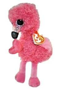 Beanie Boos TY - DELICADO el flamenco con corazón, ojos brillantes nuevo con etiquetas mediano 9 pulgadas - Imagen 1 de 3
