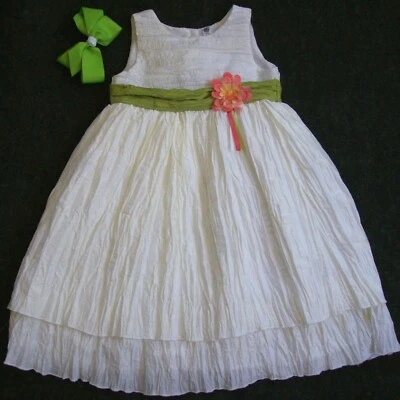 Niña 4T: HERMOSO VESTIDO BLANCO ~CHEROKEE~ ELEGANTE FIESTA OCASIÓN ESPECIAL Y LAZO PARA EL PELO Foto 1 de 3