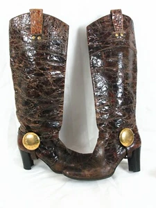 Vintage Ladies Dolce & Gabbana Distressed Patent Leather Heel Boots Size 38.5 - Picture 1 of 24
