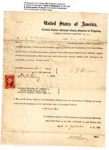 "Emancipation of Slave" Document 1865 Clerk's Office Norfolk VA Oath w/ Revenue - Picture 1 of 3