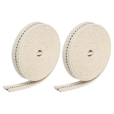 Algodón Aceite Lámpara Mecha 1/2" Ancho 2M Largo con Negra Puntada, 2 Rollos - Imagen 1 de 4