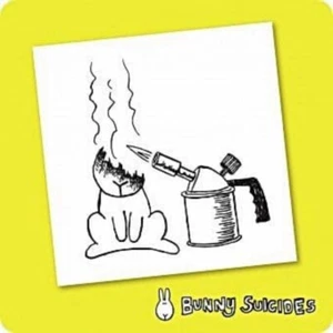 Bunny Suicides Death By Blowtorch funny drinks coaster - Picture 1 of 1