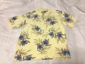 Camisa Havana Jack's Café Hawaiana Talla MED Amarillo Algodón Floral Manga Corta - Imagen 1 de 3