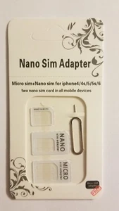 10 Nano to Micro/Standard SIM Card Adapter Converter for phones with SIM. WHITE - Picture 1 of 2