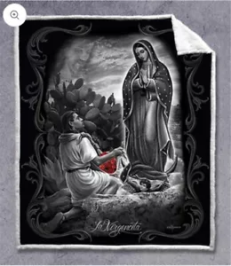 DGA Virgencita Guadalupe Chicano Chicana Mexican Thick Soft Sherpa Throw Blanket - Picture 1 of 1
