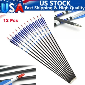 12Pcs Blue 30 inches Carbon Arrows Spine 500 Turkey Feathers Archery Bow Hunting - Picture 1 of 12