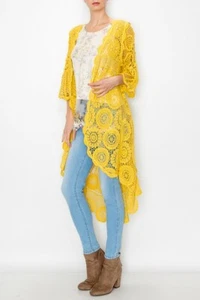 NWT crochet ORIGAMI cardigan LACE VINTAGE WESTERN S-3XL KIMONO Magnolia bohemian - Picture 1 of 9