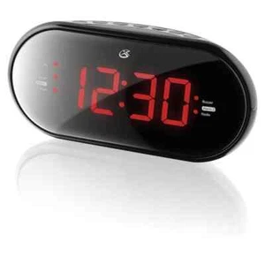 Wireless Black Dual Alarm Clock Radio With Large LED Display Battery Snooze Loud - Picture 1 of 3