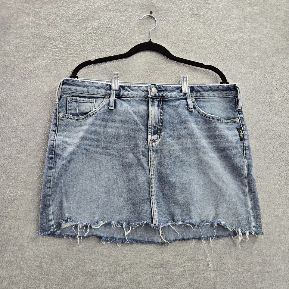 Falda Silver Jeans Co. Mujer W10 Azul Claro Denim Francy Informal Dobladillo Deshilachado Foto 1 de 4