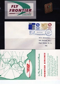 (4) FRONTIER AIRLINE GEPÄCKETIKETT, ETQ, FLT BAG ADV, + MEXICO FFC C 294 C493 - Bild 1 von 3
