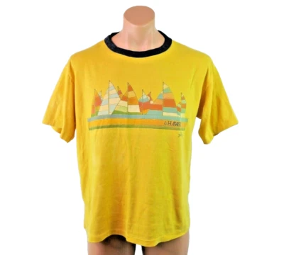 Винтажный 70-х мягкий тонкий одиночный стежок Гавайи серфер лодки парусный дизайн футболка - Изображение 1 из 4