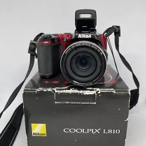 Nikon Coolpix L810 Digital Camera Red NOT WORKING (READ Desc) With Box 16.1MP - Bild 1 von 8