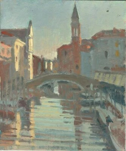 ORIGINAL MICHAEL RICHARDSON OIL Canal Vena Chioggia venice Italy PAINTING - Picture 1 of 1
