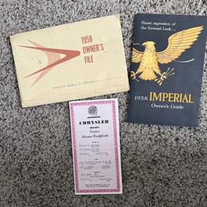 1958 Chrysler Imperial Original Owners Manual plus Owner Serv Cert & Envelope - Bild 1 von 6