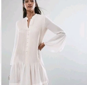 Vestido plisado Reiss Sylvan marfil talla 6 - Imagen 1 de 14