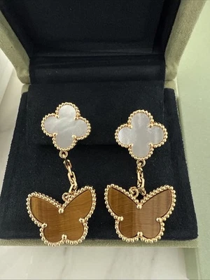 Pendientes Mariposa Ojo de Tigre y Alhambra Mágica Van Cleef Arpels Raro YG WMOP Foto 1 de 4