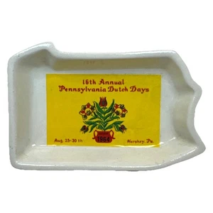 16th Annual Pennsylvania Dutch Days State Shaped Trinket Dish Hershey 1964 Vtg - Picture 1 of 13