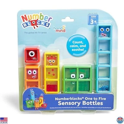 Hand2mind Numberblocks de una a cinco botellas sensoriales, paquete de 5 juguetes inquietos para contar Foto 1 de 4