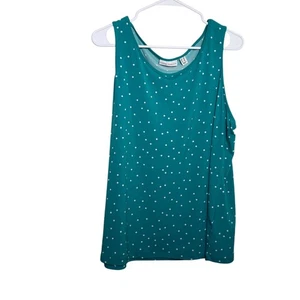 Susan Graver Blouse Women's 1X Polka Dot Sleeveless Tank Top Round Neck Shirt - Picture 1 of 9