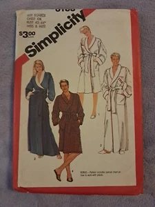 Simplicity Pattern 6188, Mens & Womens Robe in 2 Lengths, Vintage 80's Size XL - Picture 1 of 3