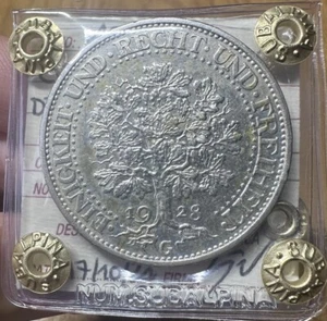 Moneda Alemania Deutsches Reich 5 Marcas 1928G Sellada Spl Subalpina - Imagen 1 de 3