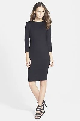 NOVO VESTIDO MYNE Ponte Recortada BodyCon Tamanho 0 $178 PRETO NORDSTROM - Imagem 1 de 2