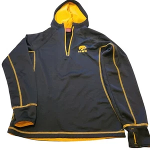 Iowa Hawkeye Women's Large Black Hoodie w Yellow Trim Patch Colosseum 1/4 Zip - Picture 1 of 8