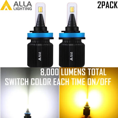 Alla Lighting LED Semi-Color H11 Headlight Light Lamp White YELLOW Dual Color - Image 1 of 4