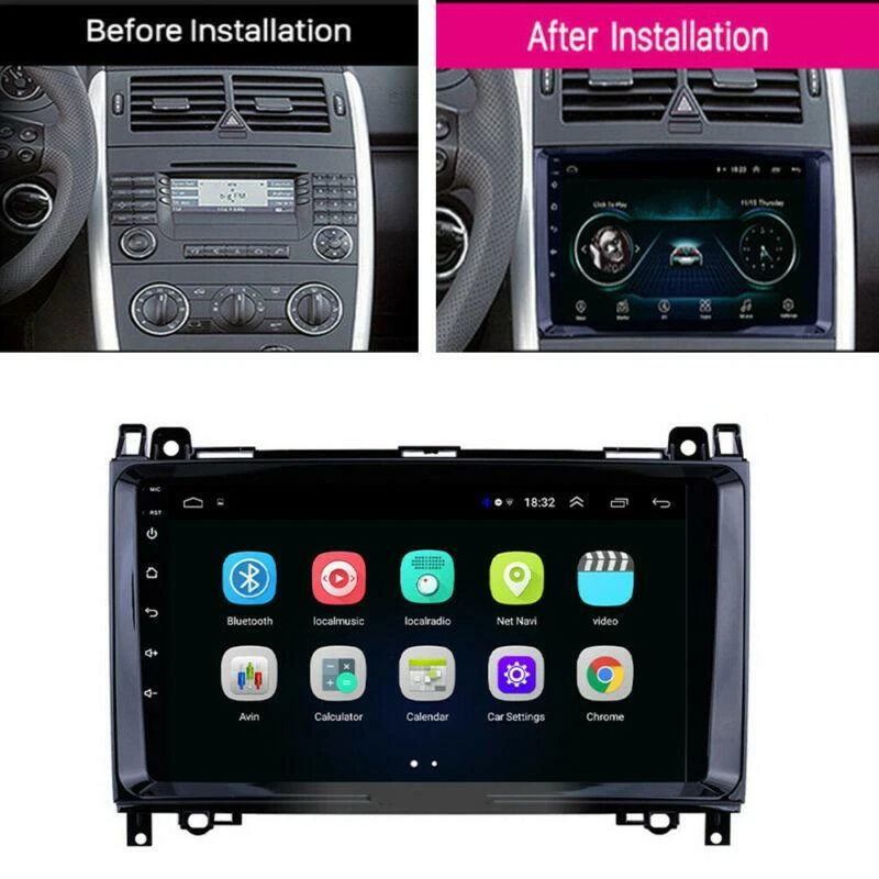 9 inch Android 8.1 Car Stereo Radio GPS For Mercedes Benz B W245 B170 B180 B200 - Изображение 1 из 4