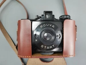 Kamera Pouva Start mit Objektiv braune Ledertasche Retro Rollfilmkamera - Bild 1 von 10