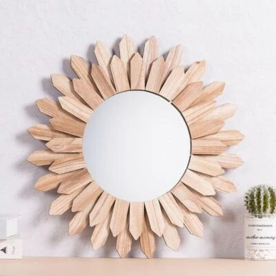 Wooden Vanity Mirror Rustic Wall Mirror Farmhouse Decorative Mirror  Bedroom - Image 1 of 4