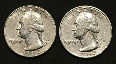 1983 D&P set of Washington Quarters - Key Date Cover