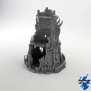 Rovined Tribal Fort Scatter Terrain Tavolo da Gioco DnD 3DPrint 32/28/20/15/10 mm - Foto 1 di 7