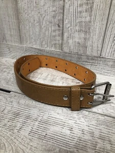 Brown Tan Child Genuine Leather Medium 82 Double Holes Buckle Girl Belt - Picture 1 of 3