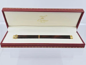Le MUST De CARTIER VENDOME MARBLE BROWN LACQUER ROLLERBALL PEN w/ BOX - Picture 1 of 22