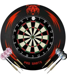 Professional Haxton Dartboard Set  Complete Setup 2 Sets Of Darts & Surround  - Picture 1 of 6