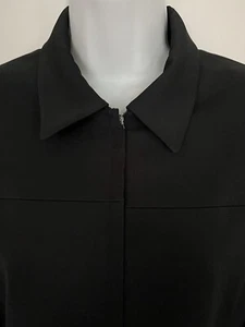 NEW Ann Taylor Stretch Black Full Zip Up Collared Jacket Hidden Pockets 10 - Picture 1 of 4