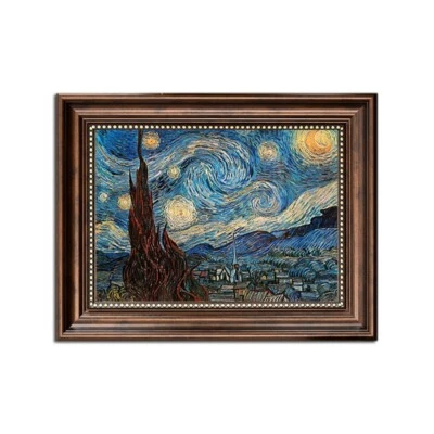 Vincent van Gogh La noche estrellada 1889 Vintage Enmarcado Cuadro Impresión Lienzo Foto 1 de 4