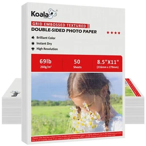 200PK Koala 69lb Double Sided Photo Paper 8.5x11 Linen Textured Inkjet Printer - Picture 1 of 10