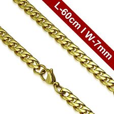 60cm / 23.5inch x 7mm Golden Curb Chain * non tarnish Stainless Steel Necklace