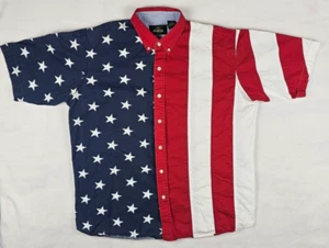 RedHead Shirt Men's Extra Large Red White Blue USA Patriotic American Flag Stars - Picture 1 of 12