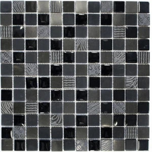 Mosaïque translucide verre pierre cristal gris foncé noir 83-HQ29_f | 10 plaques - Afbeelding 1 van 4