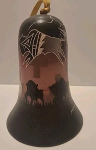 Neue Hozoni Keramik Glocke handbemalt Indianer Bison Büffel  - Bild 1 von 13