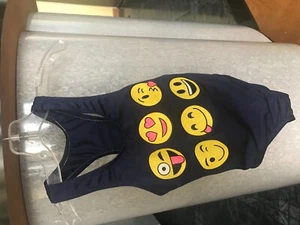 Random Girls 6 EMEJIS Size 7  Navy Blue  One Piece Swimsuit - Picture 1 of 3